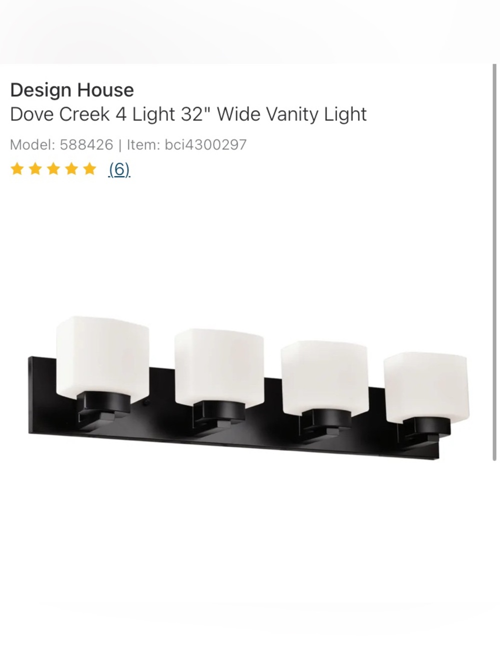 Dove Creek 32" 4-Light Vanity Light in Black and White